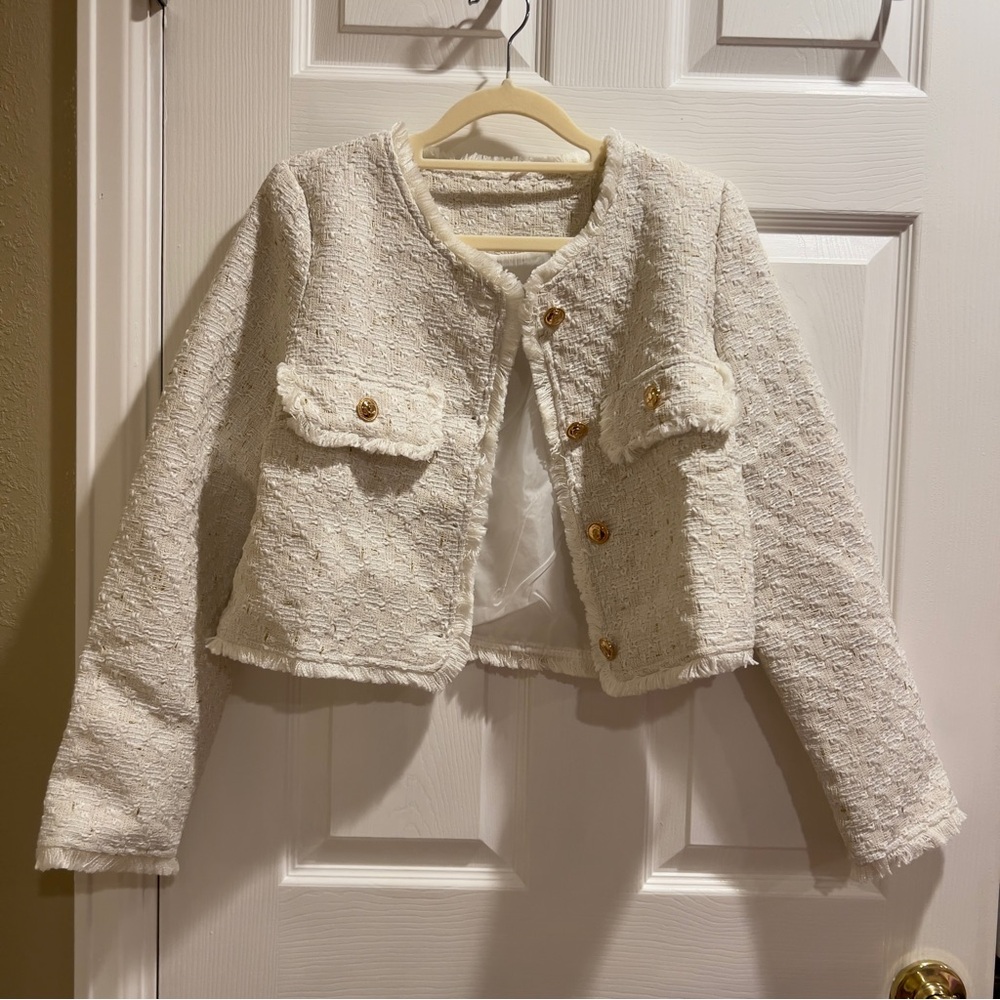 YesStyle White Tweed Jacket - Picture 3 of 8